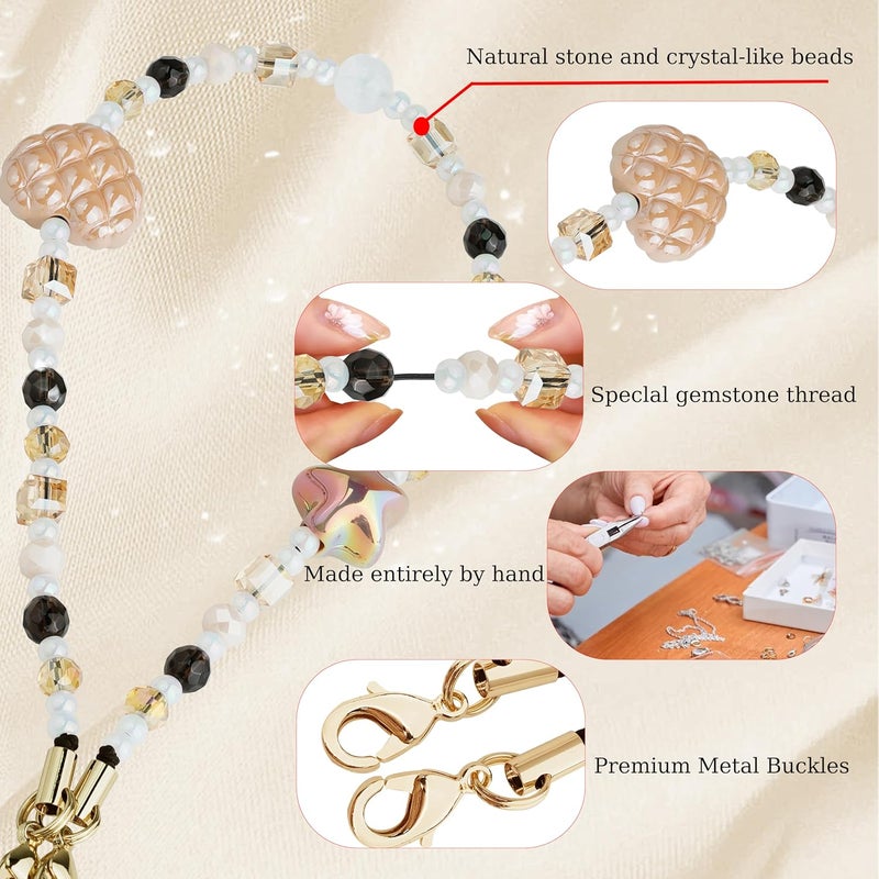 Lostars Store Marble Beaded Phone Wrist Strap,Detachable Phone Bracelet Strap with Tether Tab,Hands-Free Wristlet Strap (Khaki) - Image 3